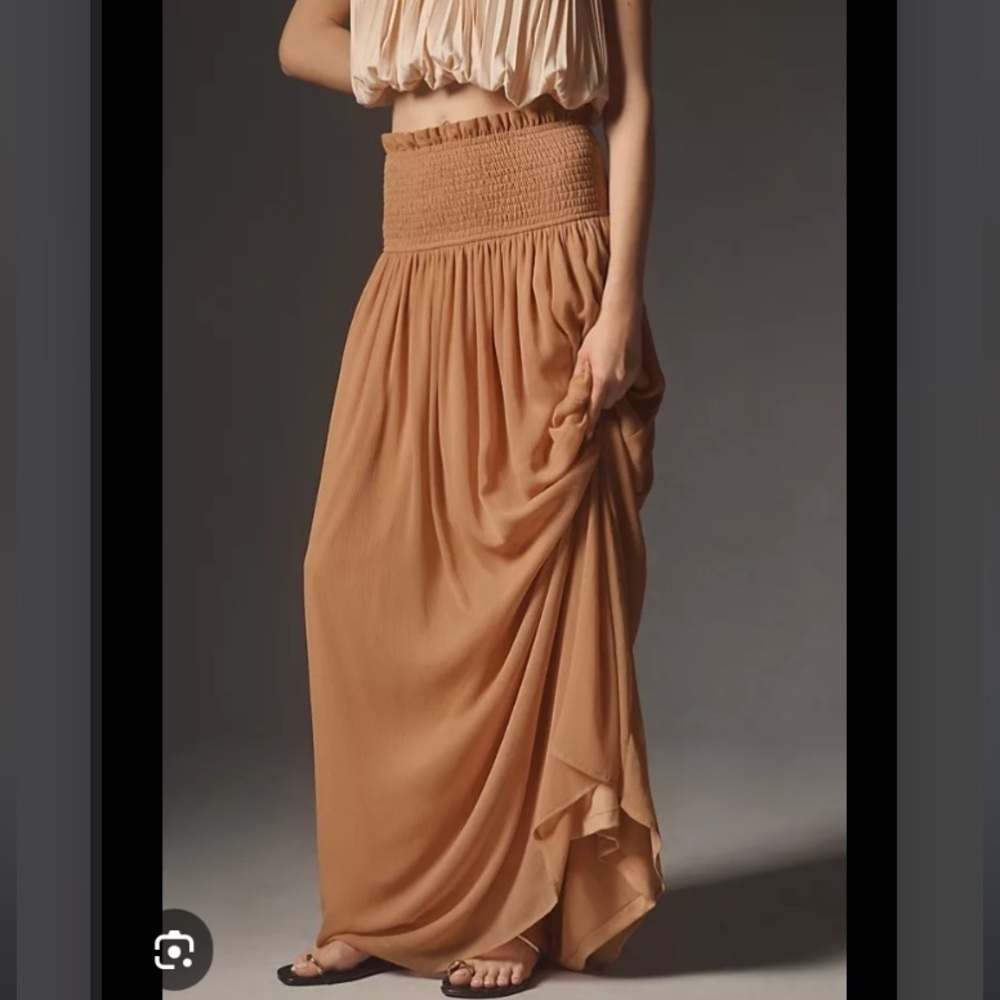 NWOT By Anthropologie Smocked Sheer Maxi Skirt
